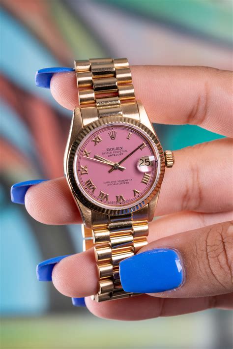 pink and blue rolex|rolex pink face watch.